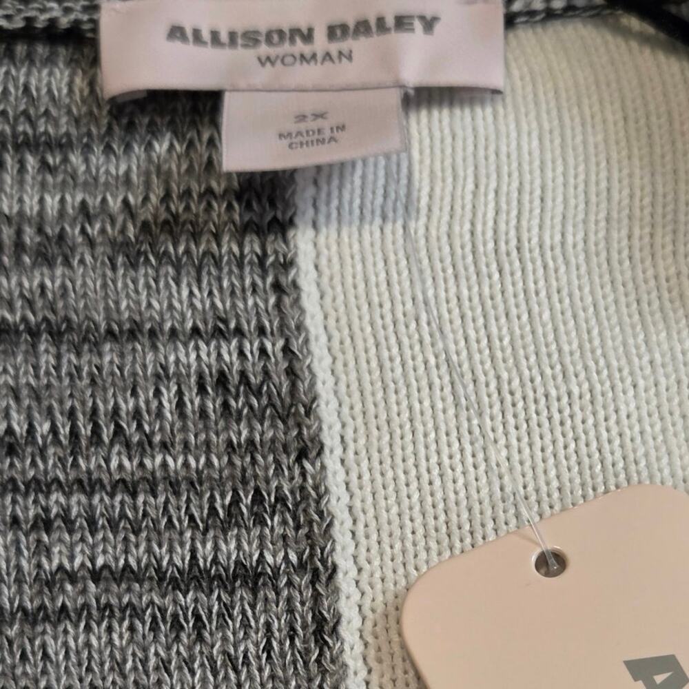 Allison Daley Plus Size 2X Textured Ribbed Color Block Sweater Cozy - Picture 2 of 2